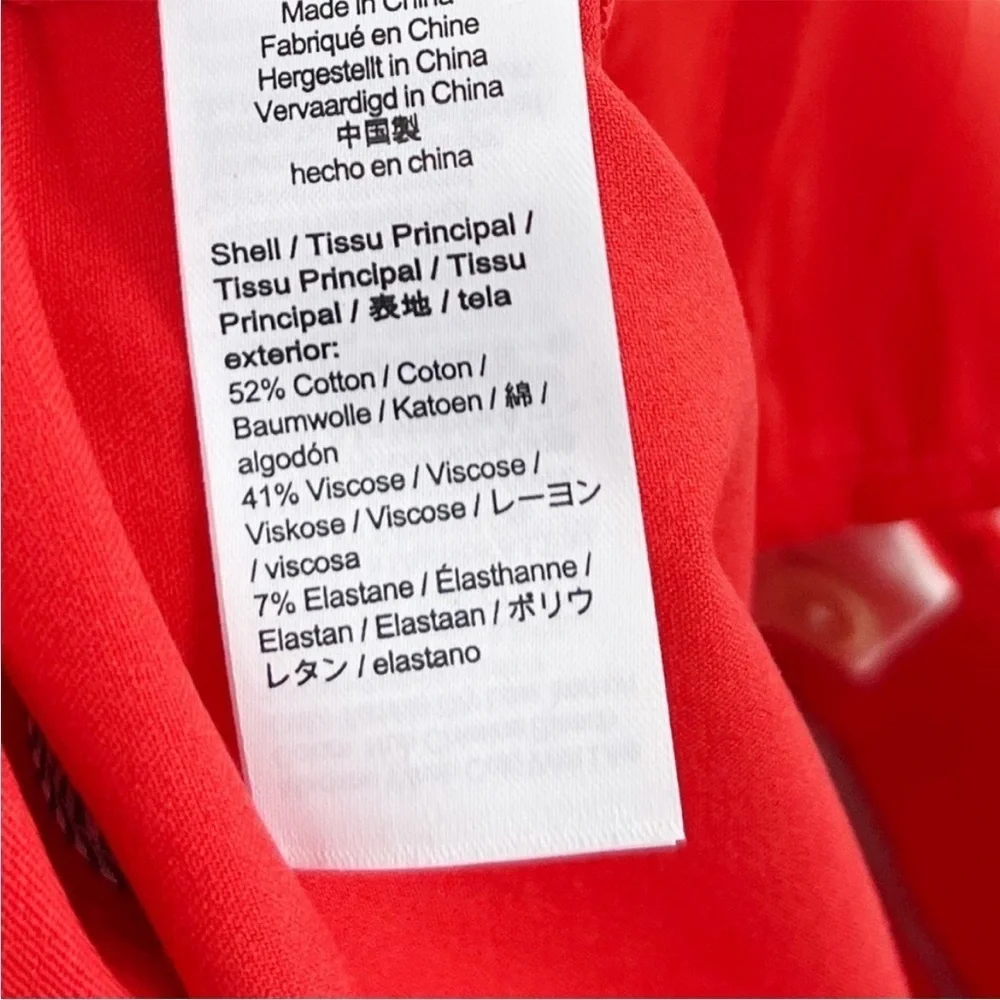 NWT J. Crew New Remi Pant in Bi Stretch Cotton in Grenadine Red